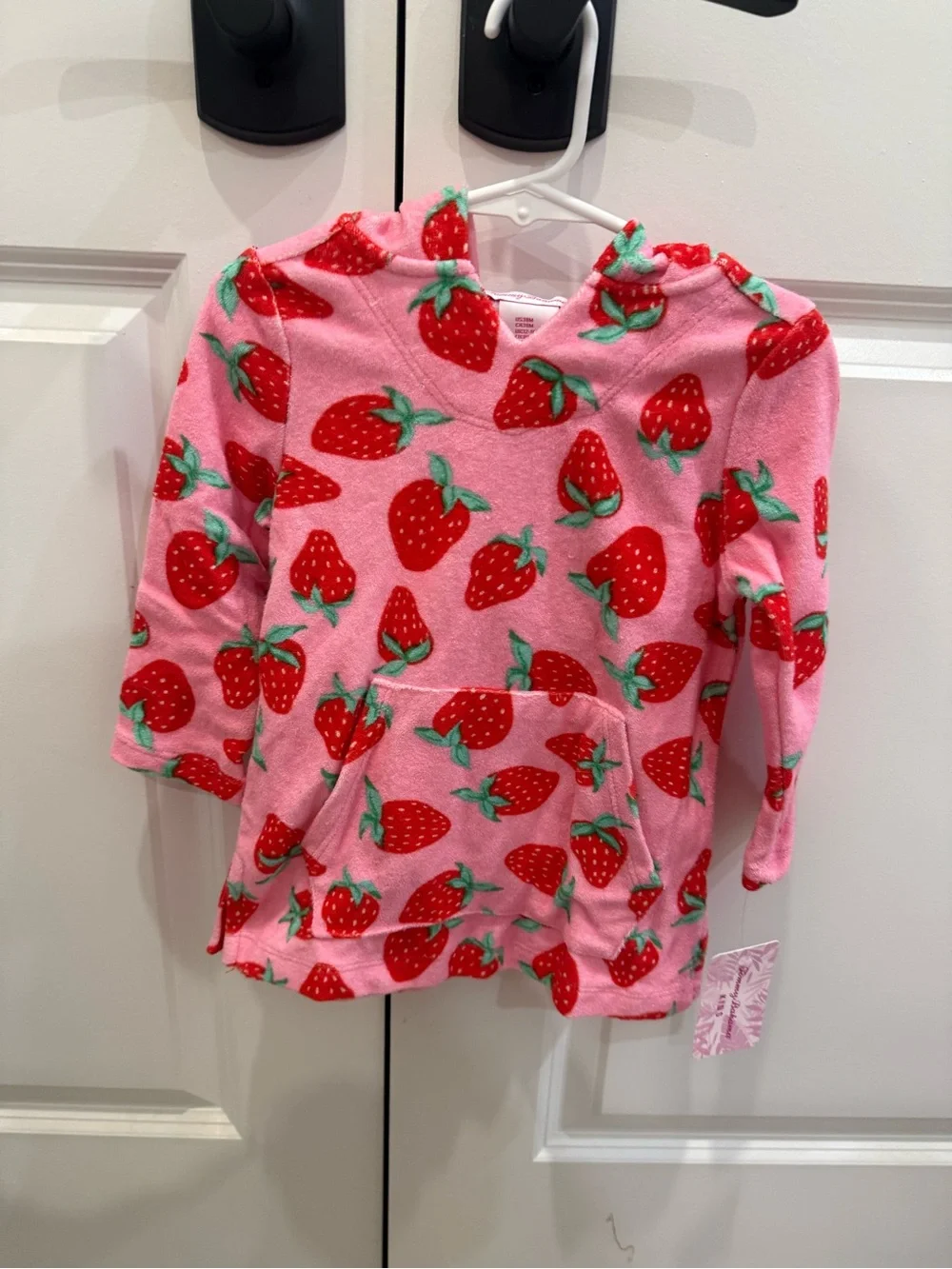 Pink Strawberry Print Toddler Bathing Suit Cover Up